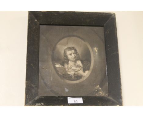 A FRAMED AND GLAZED PRINT OF A PORTRAIT OF LADY