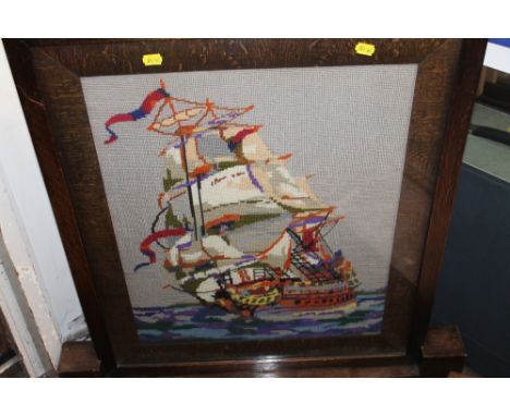 A FRAMED TAPESTRY FIRE SCREEN 