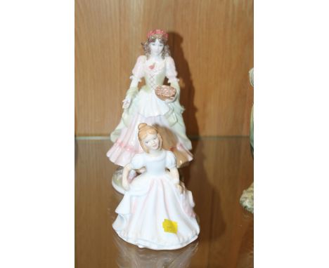 A ROYAL WORCESTER LADY 'QUEEN OF MAY' TOGETHER WITH A ROYAL DOULTON LADY 'AMANDA' 