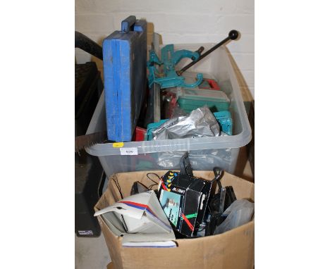 A PLASTIC BOX OF TOOLS AND ANOTHER BOX (2)