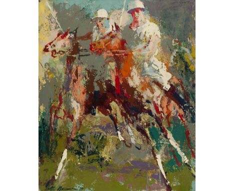 LeRoy Neiman (American, 1921-2012) Del Carroll, Polo Acrylic on canvas, 26” x 21 ¼” Signed, dated ’59 $90,000. – 120,000. Ind