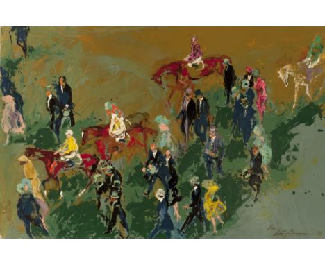 LeRoy Neiman (American, 1921-2012) Epsom Acrylic on board, 23 ½” x 36” Signed, dated ‘63, and inscribed “Epsom”, inscribed ve