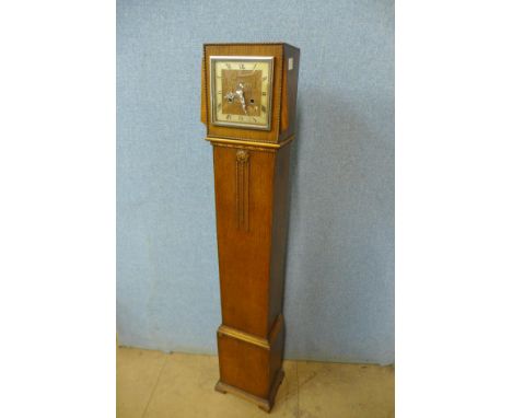 An Art Deco oak dwarf longcase clock 