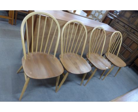 A set of four Ercol Blonde ash and beech Windsor chairs 