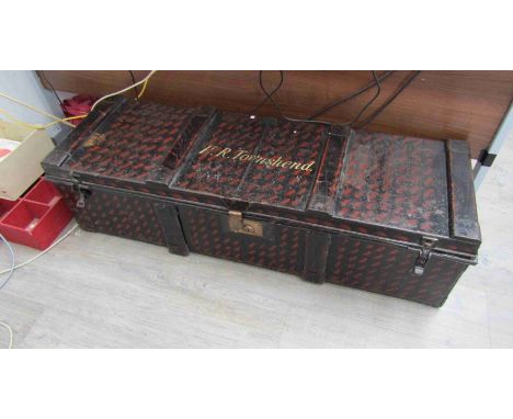 A metal trunk with name F.R. Townshend
