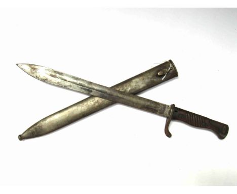 A WWI German butcher bayonet made by H. Mundlos &amp; Co. Magdeburg with scabbard