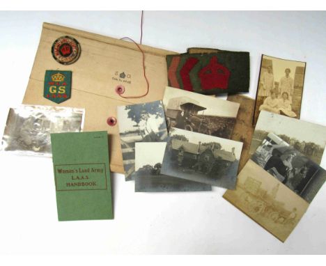A WWI Women's Land Army archive with a diary written at training camp plus several postcard type photos of the young women at