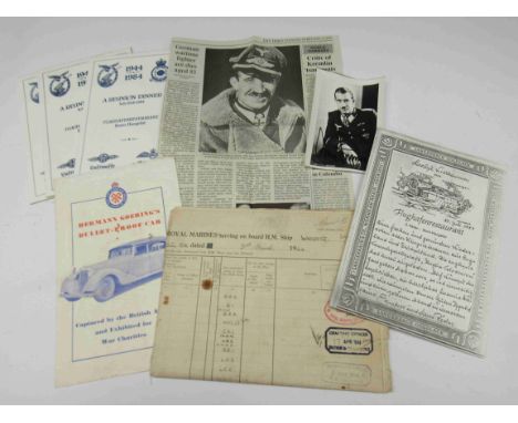 A collection of military ephemera consisting of three 1944-1984 Reunion Dinner menus for the Luftwaffe and 7 Squadron, signed