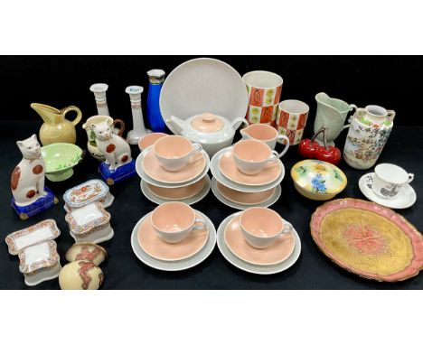 A Poole two-tone pink tea service for six; other mid century ceramics, qty.