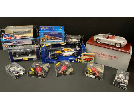 Toys - 1:18 scale model Williams Renault FW15 F1 racing car, Alain Prost, others lledo Thrust SSC, Corgi Bloodhound SSC, Onyx