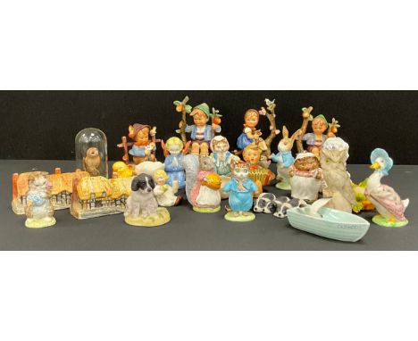 Beswick Beatrix Potter figures, Peter Rabbit, Jemima Puddleduck, Tom Kitten, etc;  German Goebel type figures;  etc, qty.