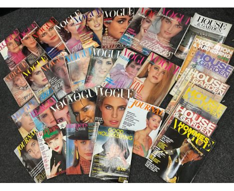 A quantity of Vogue magazines, dating from 1979 - 1982; 3x Vogue Paris, 1980, 1981, 1982;  Women’s Journal 1989, Hommes Vogue