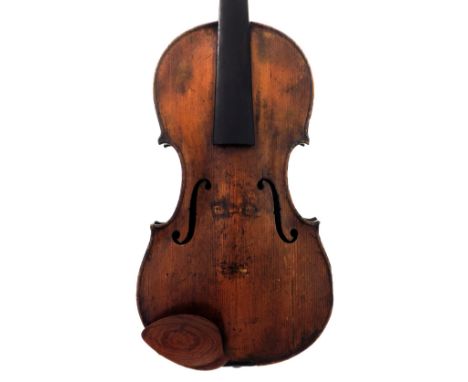 English violin attributed to John Barrett and branded Barret below the button, unlabelled, the one piece back of faint medium