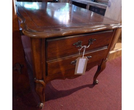 A French mahogany lamp table, with single drawer, raised on cabriole legs, H.55 W.55 D.68cm 