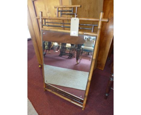 A Victorian bamboo framed wall mirror (converted from a firescreen, modern plate H.57 W.48cm) 