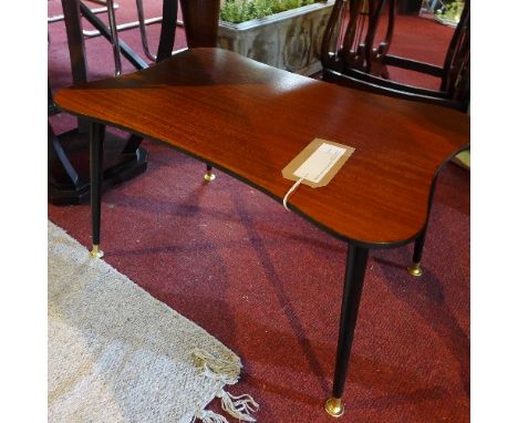 A mid 20th century teak lamp table, raised on dansett legs, H.34 W.61 D.40cm 