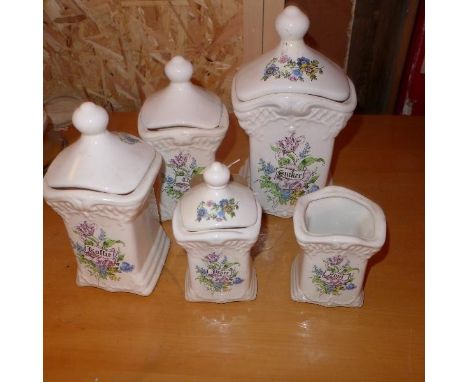 A set of five Delft ceramic caddies 