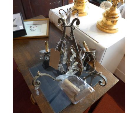 A late 19th century French gilt metal four branch chandelier 