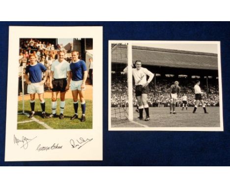 Football autographs, two signed press photographs, both later produced phots from earlier images, Fulham v Everton showing Al