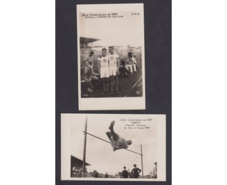 Olympics, Paris, 1924, USA, two b/w photographic postcards, one showing Barnes & Graham of the USA Team, the other showing th