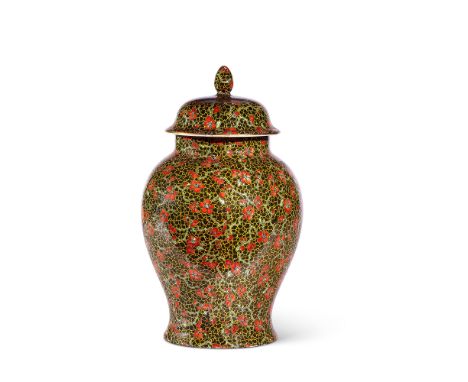 A large Crown Ducal jar and cover and a Prattware dish The jar and cover decorated in Delhi chintz pattern, 32cm high, the 19