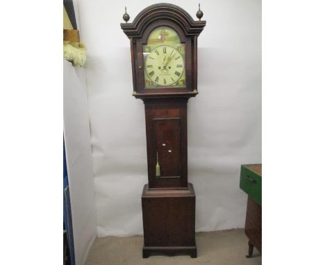 An early 19th century longcase clock, the eight day bell strike movement with a painted dial, date aperture and subsidiary se