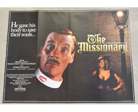 Vintage film quad poster. 'The Missionary' starring Michael Palin & Maggie Smith, 1982, folded. 100cm x 75cm.