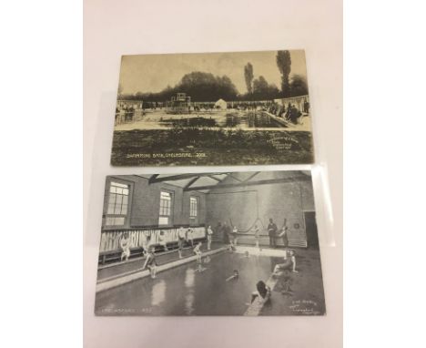 2 vintage postcards of Chelmsford Swimming Baths & Pool. One dated 1915. 