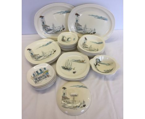 A large quantity of Midwinter Stylecraft "Riviera" and "Cannes" pattern china. Printed and hand painted underglaze decoration