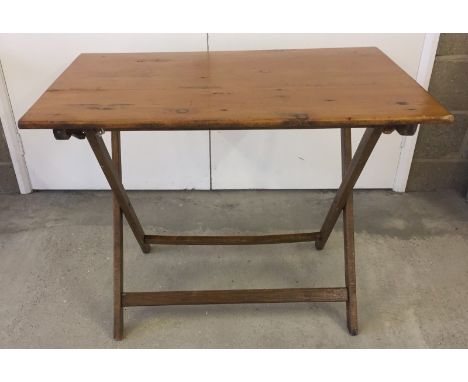 Vintage pine / fruit wood table. c.1930's continental café table. Can fold away. 94cm x 59cm x 75cm tall approx.