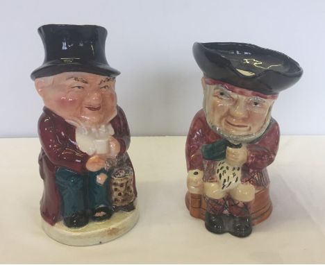 2 large ceramic character jugs. The "Watchman" by Burlington Ware together with a kilted gentleman by Shorter. Both approx. 2