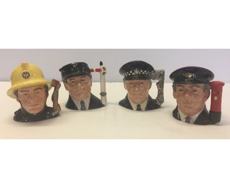 4 Limited Edition Royal Doulton character jugs from the "Journey through Britain" series circa 1988. Limited to 5,000 and mod