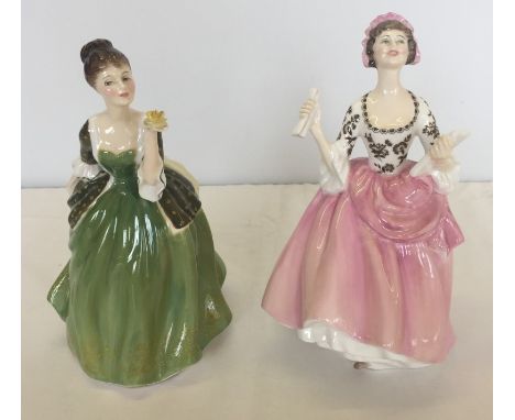 2 Royal Doulton ceramic lady figures. Ballad seller HN2266 together with Fleur HN2368 Approx 20 cm tall.
