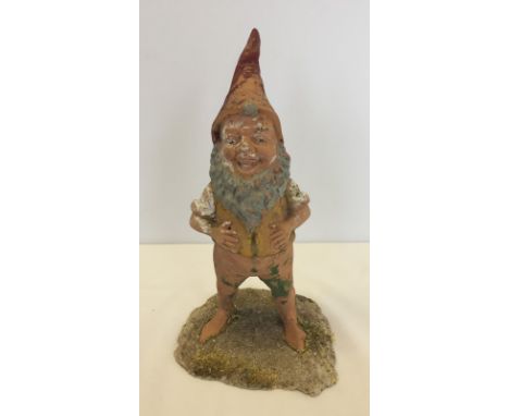 Vintage terracotta pottery garden gnome. Dates to c.1940's/50's. Measures 25cm tall.