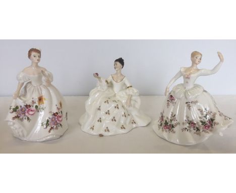 3 ceramic Royal Doulton Lady figures white colouration all with floral decoration. Marilyn HN3002, My Love HN2339 and Shirley