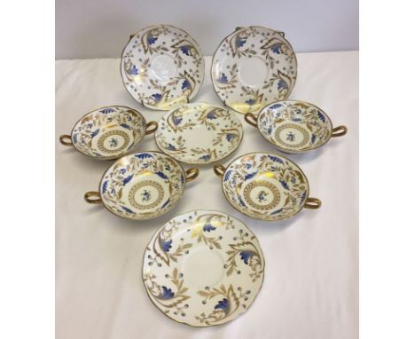 A collection of Tiffany & Co New York vintage china, made by Grosvenor. Comprising 4 'Dorian' pattern 2 handled consommé bowl