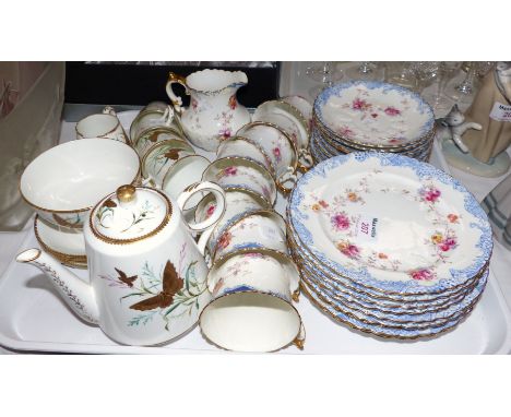 A Victorian bone china tea set decorated with embossed gilt butterflies; an Aynsley part tea service comprising 8 cups, sauce