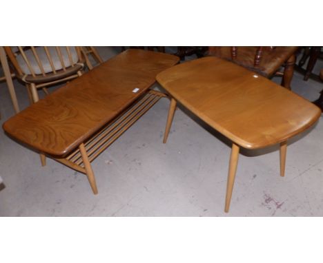 An Ercol light elm coffee table with undershelf, and a rectangular occasional table