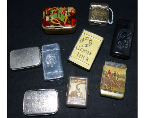 Six advertising vesta cases; 3 hunting related vesta cases