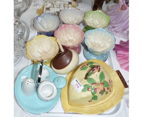 A set of 6 Maling sundae dishes (1 chipped); Carltonware; etc.