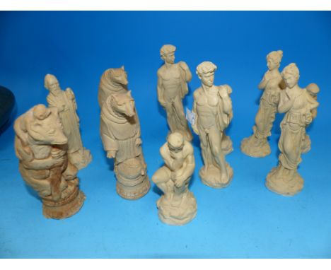 Two part chess sets, one famous art works, the other anthropomorphic figures 