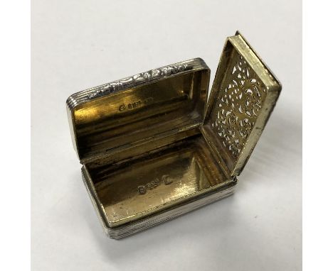 GEORGE III SILVER RECTANGULAR VINAIGRETTE WITH ENGINE TURNED DECORATION, MAKER T.S.