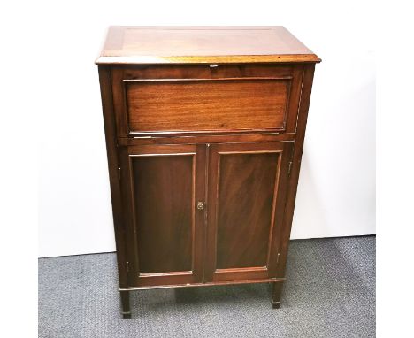 A mahogany stereo cabinet, 100 x 62 x 39cm with an oak cabinet with added metal CD racks to top two shelves, 105.5 x 91 x 24.