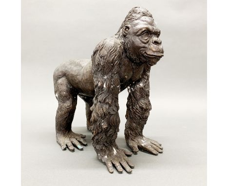 A large bronze figure of a gorilla, H. 37cm.