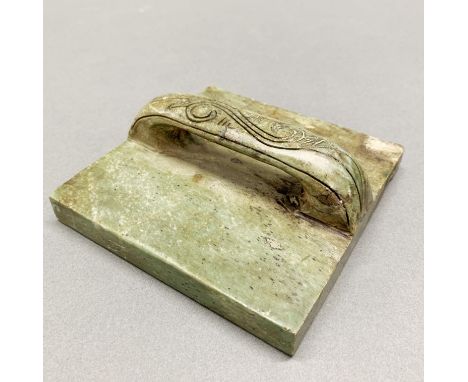 An interesting Chinese carved jade/hardstone official seal, size 12.5 x 12.5cm.