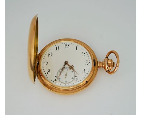 14 K Gold. Jugendstil-Halbsavonette, JWC Uhrenfabrik J. Rauschenbach, IWC Schaffhausen / Schweiz. 3 Deckel Gold, mit „JW“ mon