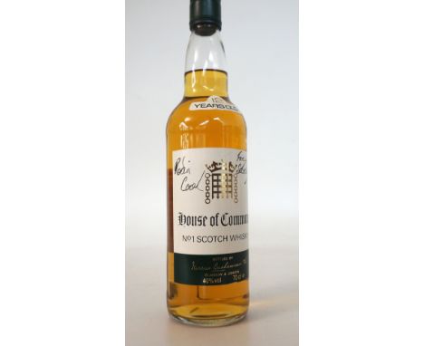 HOUSE OF COMMONS BLEND SIGNED BY ROBIN COOK MP
An example of The House of Commons Blended Scotch Whisky.  70cl.  40% abv.  Si