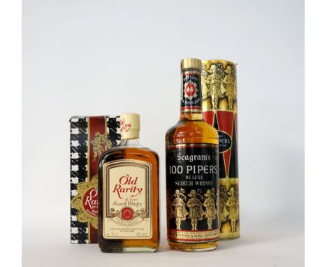 OLD RARITY & SEAGRAM'S 100 PIPERS
Two good examples of Blended Scotch Whisky from the 1960's & 70's.  SEAGRAM'S 100 PIPERS.  