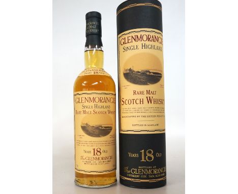 GLENMORANGIE 18 YEAR OLD
An example of the Glenmorangie 18 year old single malt scotch whisky in a discontinued bottle and tu
