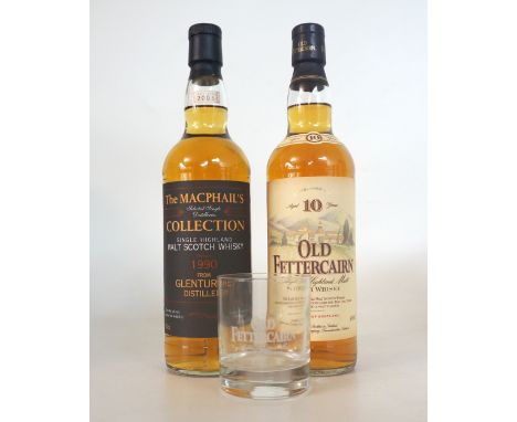 OLD FETTERCAIRN 10YO & GLENTURRET 1990
A pair of Highland Single Malt Scotch Whiskies.  OLD FETTERCAIRN 10 YEAR OLD.  70cl.  